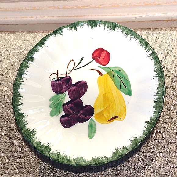 Blue Ridge 🍒 Hand Painted small Plates set of 4 Cherries, pears, grapes - Picture 5 of 12